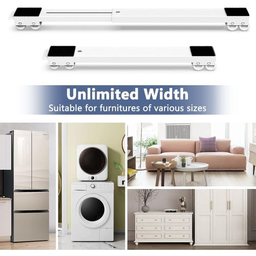 product_image_name-Generic-قاعدة غسالة بفرامل، قاعدة متحركة قابلة للتعديل للغسالة والمجفف والثلاجة من سوليجاز، سعة تحميل 300 كيلوجرام، لون أبيض-8