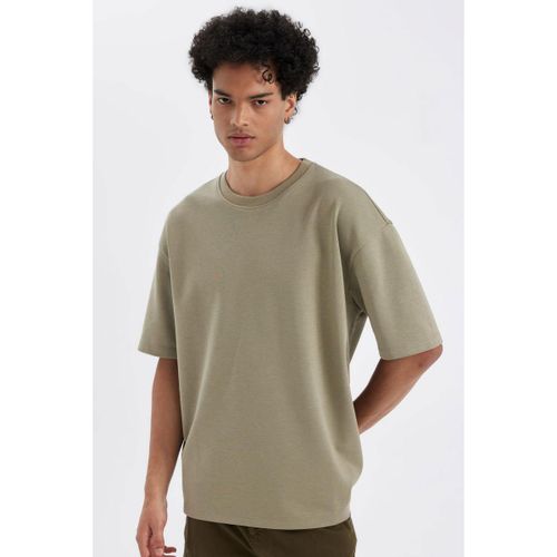 product_image_name-Defacto-Man Crew Neck Oversize Fit Short Sleeve T-Shirt - Lt.Khaki-2