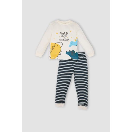 product_image_name-Defacto-Baby Boy Baby Neck Regular Fit Knitted Pyjamas - Ecru-3