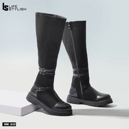 Generic Lifestylesh Knee-High LB-22 Leather In Suede - Black @ Best ...