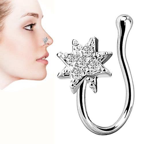 14K Septum Ring Solid Gold CZ Braided Piercing Daith Nose Helix Lip Jewelry  16G - Walmart.com