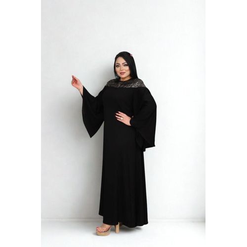 product_image_name-Generic-عباية نسائي سوداء خروج مع اسود مع الجاكار الدهبى-1