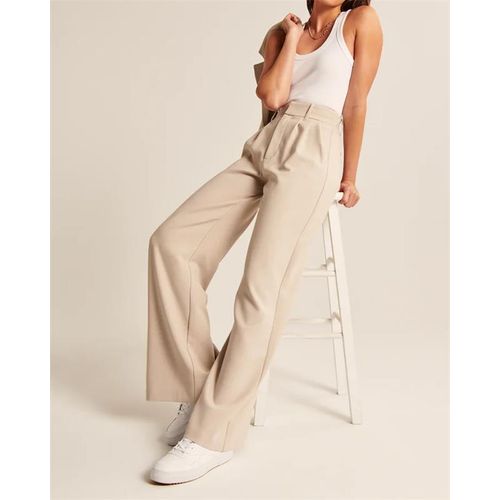 Solid Loose Straight Pants Fashion High-Waisted Soft Trousers Vintage  Streetwear