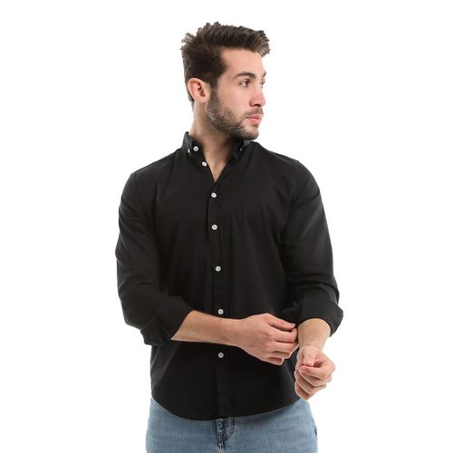 اشتري White Rabbit Plain Black Buttoned Down Long Sleeves Shirt في مصر