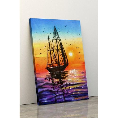 product_image_name-Home Gallery-لوحة زيتية لغروب الشمس في المحيط، لوحة فنية جدارية تجريدية لغروب الشمس الملون، 120*80-3