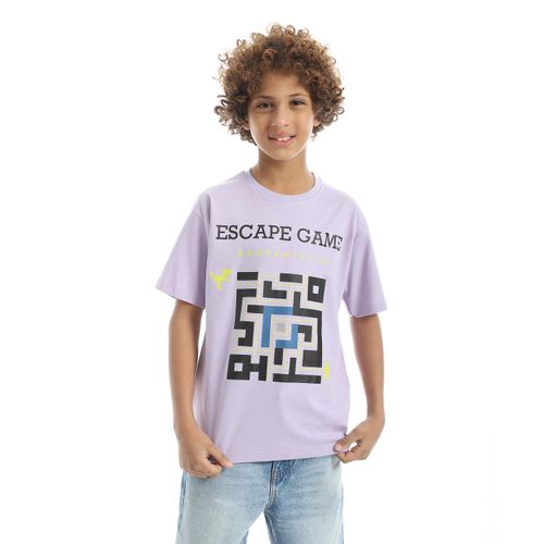 product_image_name-Ted Marchel-تيشيرت للأولاد بياقة مستديرة وأكمام قصيرة مزين بطبعة - بنفسجي-1