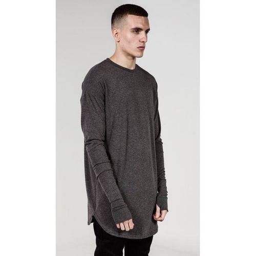 Generic Quality Hip Hop T Shirt Full Mens Long T-Shirt With Thumb Hole Cuffs Tees Shirts Curve Hem Men Street Wear Tops Plus Size-Dark Grey @ Best Price Online Jumia