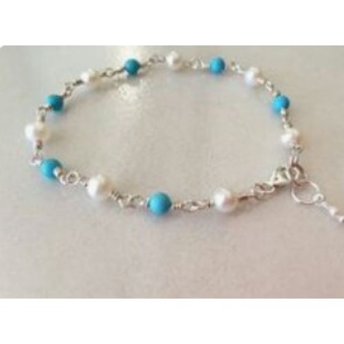 Buy O Accessories Bracelet Turquoise &pearl _silver in Egypt