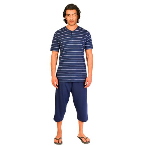 product_image_name-Jet-Men Summer Pajama Set Striper Top & Plain Bottom -2