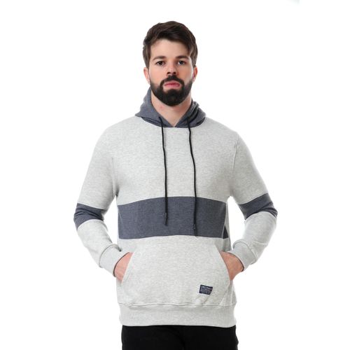 Buy Izor Bi-Tone Hoodie With Kangroo Pocket - Heather Dark & Light Grey in Egypt