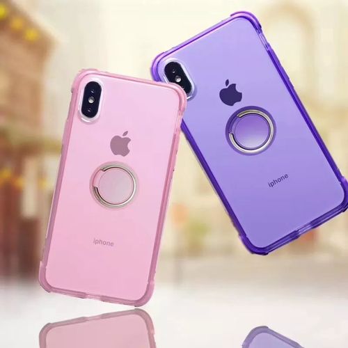 product_image_name-Generic-جراب سيلكون خفيف مزود بحلقة معدن ساند 360 درجة لهاتف ايفون اكس - PURPLE-1