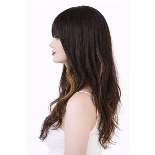 product_image_name-Generic-شعر مستعار باللون البني الغامق بخصل هايلايت باللون البني الذهبي بغره اماميه علي الجبهه -2