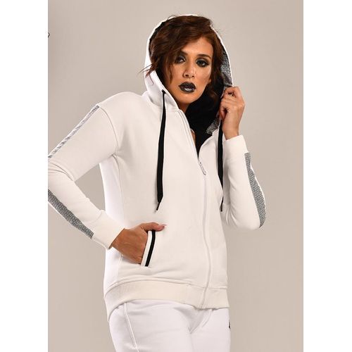 product_image_name-ATTRACT-جاكيت نسائي بغطاء رأس 100% قطن ميلتون بجيب امامي وشريط لوجو – اوف وايت-1