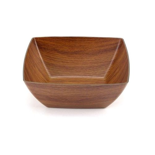 product_image_name-Generic-Wood Finish Plastic Bowl for Salads, Fruits and Popcorn Adds an Elegant Look to Your Home Square Shape 16cm (Shatterproof)-5