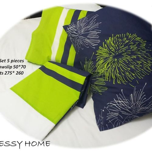 product_image_name-Generic-طقم قطن مشجرسرير دوبل  5  قطع - ملايه فلات 260*275 سم-2