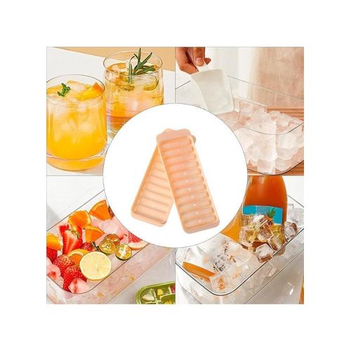 product_image_name-Generic-Plastic Ice Cube Tray for Quick Freezing Water Bottle with 10 Ice Cube Slots - Silicone Ice Cube Tray Set Makes 10 Ice Cubes with Lid - Orange-3