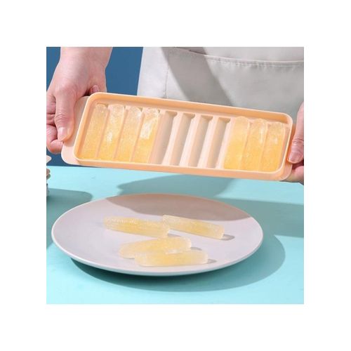 product_image_name-Generic-Plastic Ice Cube Tray for Quick Freezing Water Bottle with 10 Ice Cube Slots - Silicone Ice Cube Tray Set Makes 10 Ice Cubes with Lid - Orange-4