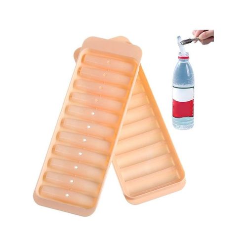 product_image_name-Generic-Plastic Ice Cube Tray for Quick Freezing Water Bottle with 10 Ice Cube Slots - Silicone Ice Cube Tray Set Makes 10 Ice Cubes with Lid - Orange-5