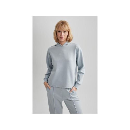 product_image_name-Defacto-Woman Hooded Standart Fit Sweat Shirt - Lt.Grey-3