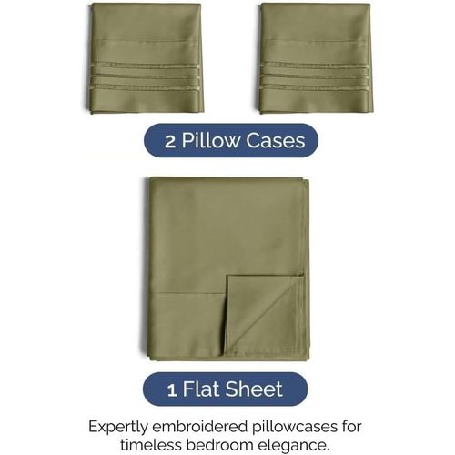 product_image_name-Signoola-طقم ملاءات مسطحة مكون من 3 قطع - ملاءات مريحة وجيدة التهوية ومبردة - ملاءات سرير فاخرة للفنادق ( 180 * 240 سم) - جيوب عميقة، سهلة التركيب، فائقة النعومة - أخضر زيتوني-6