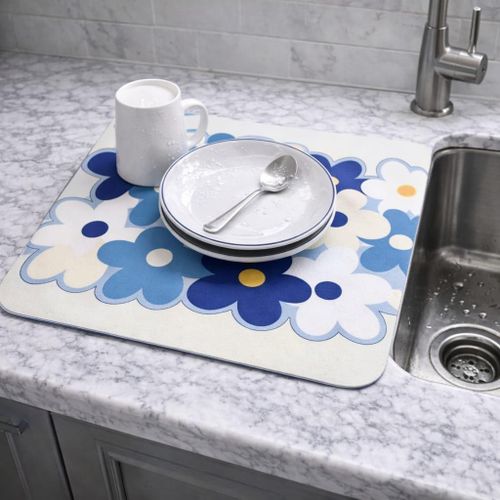 product_image_name-Generic- حصيرة تجفيف أدوات المائدة  مزينة بشكل الزهور  30 سم * 40 سم-4