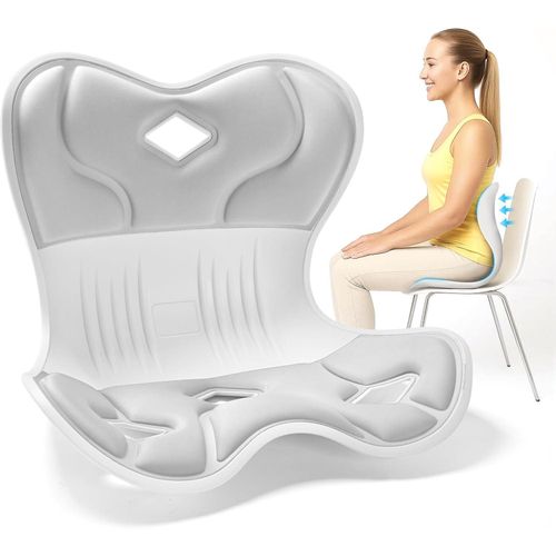 product_image_name-Generic-Ergonomic Back Support for Office Chair, Chsir Back Support for Good Posture Correction for Women, Lumbar Suppor for Floor Seat, Perfect for Home, Work, Office Silver-1