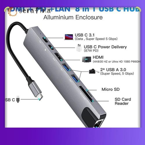 USB-C Multiport Adapter, USB-A, SD Card Reader, PD Charging