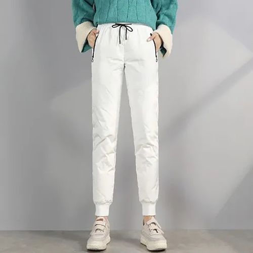 Fashion (White)Women Warm Down Cotton Pants Autumn Winter Outdoor Casual  Fashion Trousers Thick Slim Pink Harajuku Streetwear Baggy Sweatpants DOU @  Best Price Online