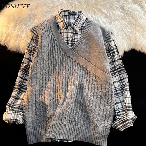 Fashion Sweater Vest Men Fall Winter V-neck Knitting Criss-cross