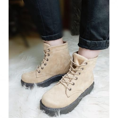 Buy Suede Lace-up Boot - Beige in Egypt