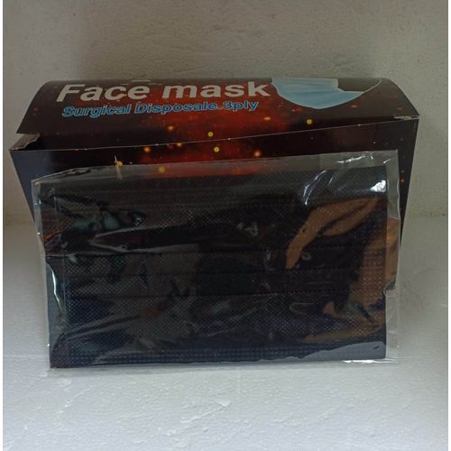 product_image_name-Generic-كمامات طبيه جراحيه - 50 - تغليف مستقل -دعامه انفيه - 3 طبقات- اسود-شريط مطاطي-2