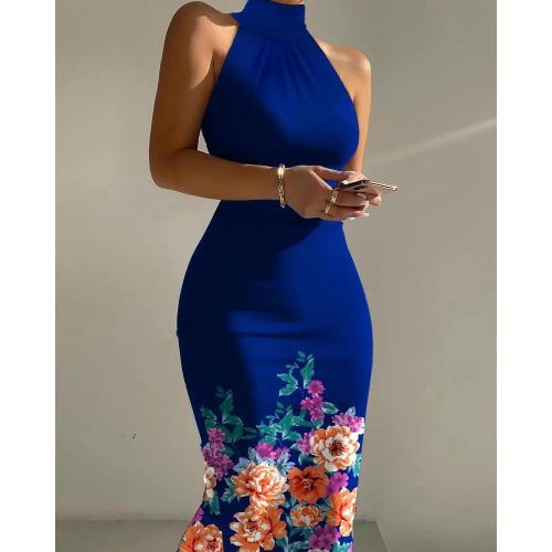 Generic Floral Printed Dresses For Women Sexy Off Shoulder Bodycon