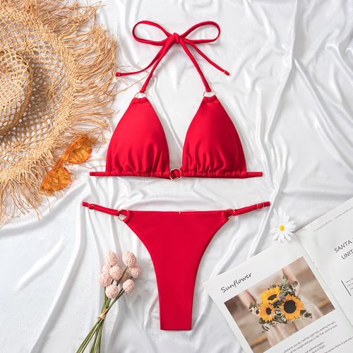 Fashion red 3039 Mini Bikini Swimwear For Women 2023 Halter