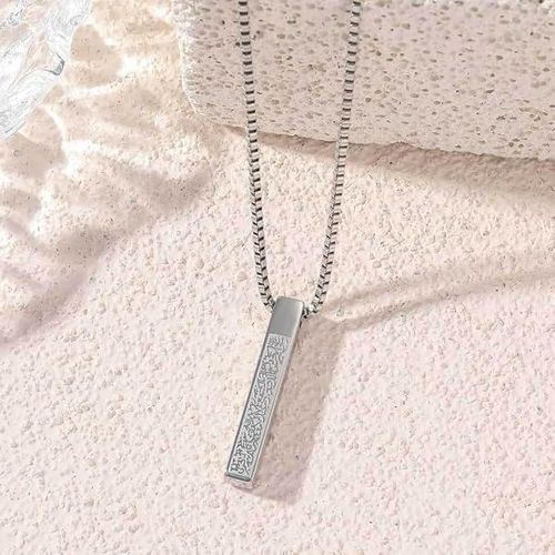 product_image_name-Generic-Islamic Bar Pendant Necklace For Men Women Stainless Steel Box Chain Pendant Large Hip Hop Blade Pendant Necklace Muslim Allah Necklace Unisex Muslim-2