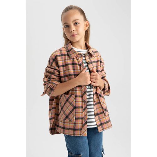 Buy Defacto Girl Woven Shacket Long Sleeve Shirt... in Egypt