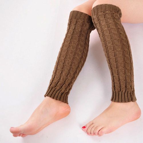 Generic Womens Cable Knit Leg Warmers Knitted Crochet Long Socks