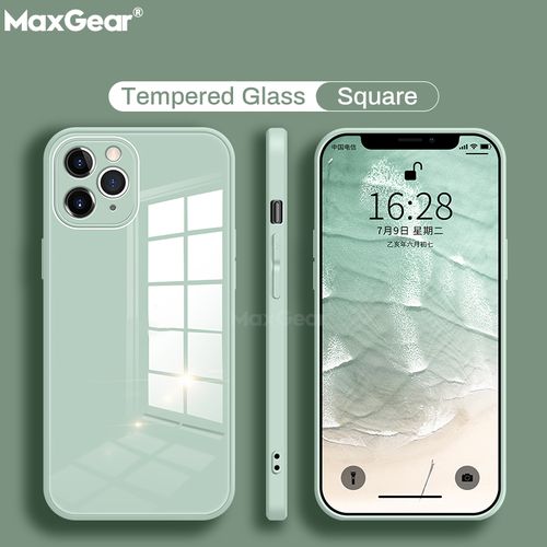 Square Tempered Glass Case Protector Hard Back Cover for iPhone 12