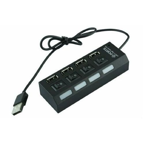 Buy Hub  USB 2.0 High Speed Hub With On/Off Switch  - 4 Ports - Black in Egypt