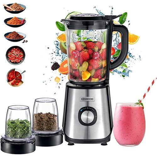 اشتري Kenwood Glass Blender 1000W Power Blender Smoothie Blm45.720Ss في مصر