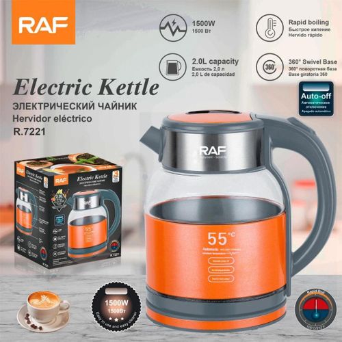 product_image_name-Generic-غلاية مياه كهربائية RAF سعة 2 لتر وقوة 1500 واط - زجاج مقاوم للحرارة مع ميزة الحفاظ على الحرارة التلقائية (موديل R.7221)-1