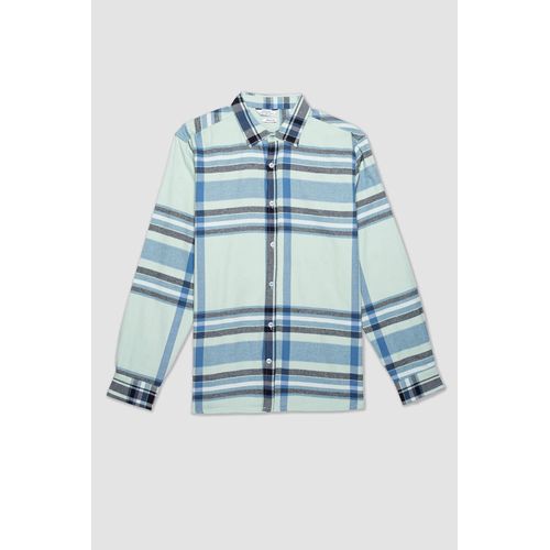 Buy Defacto Regular Fit Polo Collar Flanel Plaid Long Sleeve Shirt in Egypt