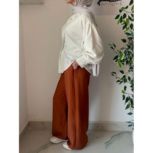 product_image_name-lusso moda-Women’s Wide Leg brown Pants – Loose Fit Casual Trousers-2