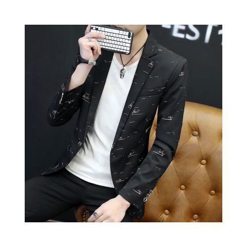 Fashion 8819 Black Men s Casual Blazer Floral Print Slim Fit