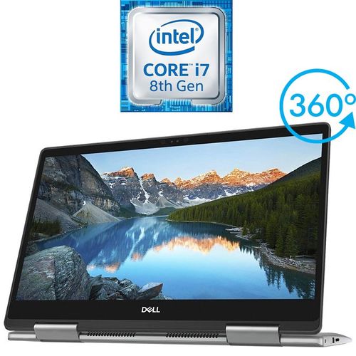 DELL Inspiron 7573 قابل للتحويل 2-في-1 X360 لاب توب - Intel Core I7 - 16 جيجا بايت رام - 512 جيجا بايت SSD - 15.6 بوصة 4K UHD باللمس - 2 جيجا بايت Nvidia مُعالج رسومات - Windows 10 - فضي - لوحة مفاتيح إنجليزية