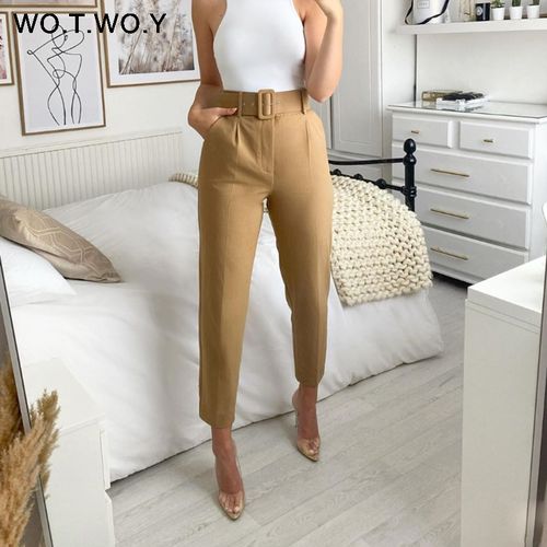 تسوق WOTWOY Elegant Formal High Waist Pants Women Skinny Office