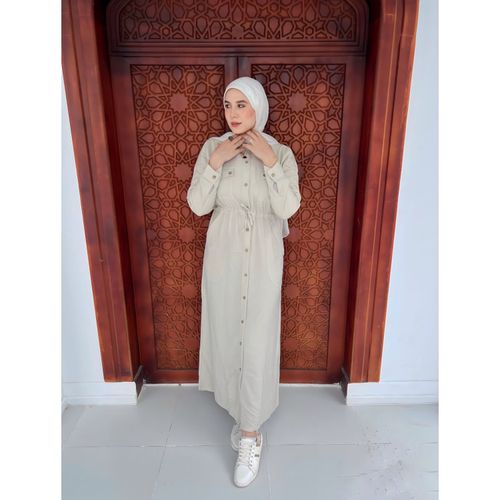 Generic Beige Pocket Maxi Dress With Buttons Best Price Online