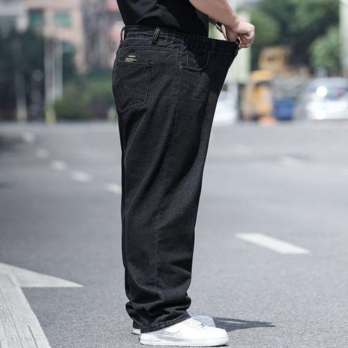 HaBirsZm Loose Straight Jeans Long Trendy Pants Trousers Plus Size Men  Jeans Oversized 28-48 Loose Denim Jeans 31