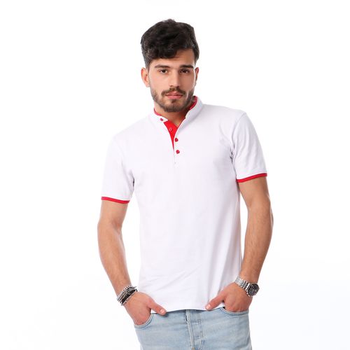 Buy Izor Mandarin Collar Pique Polo Shirt - White in Egypt