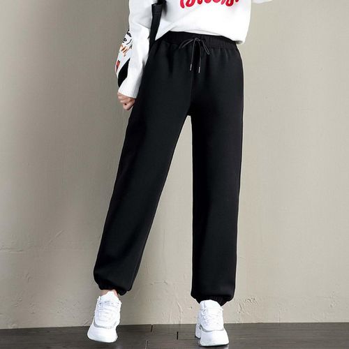 Generic Fleece Lined Sweatpants Warm Women Sports B-Black 2XL