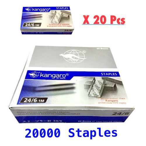 Buy Kangaro Staples- 20 Boxes On 1 Carton - 20000 Staples - Size:  24/6 in Egypt